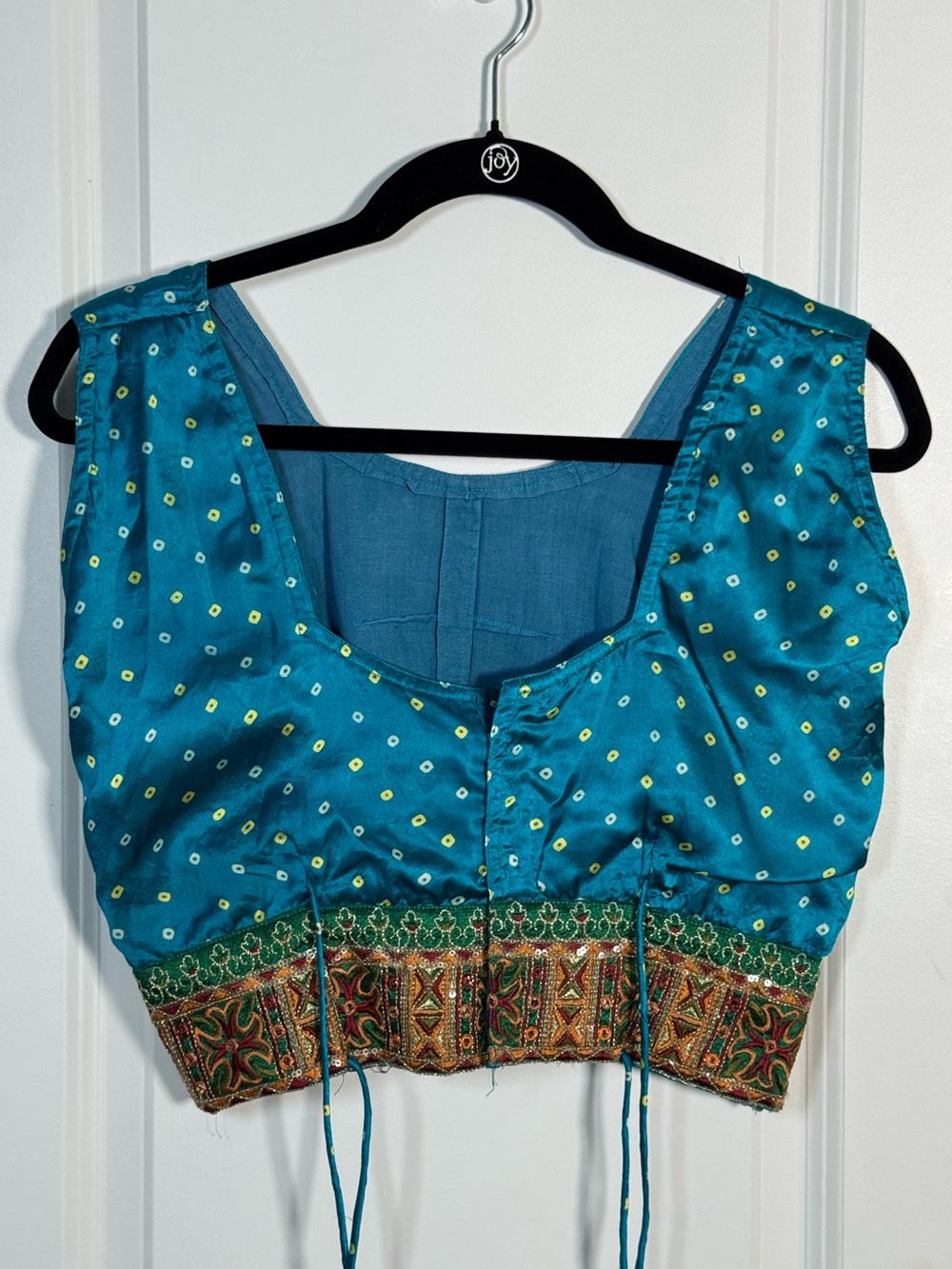 Indian Choli Saree Blouse Peacock Blue Embroidered Bollywood Crop Top XS S
